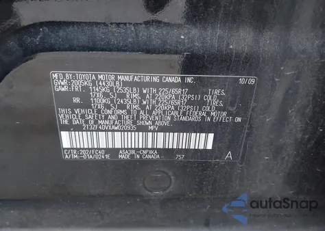 2010 Toyota Rav4 z USA, uszkodzony, nr VIN 2T3ZF4DVXAW020935